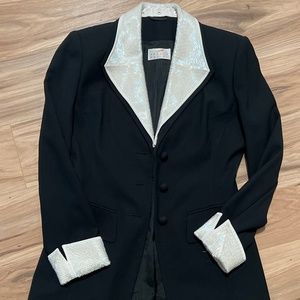 Précis Petites, black blazer with beaded cuffs and collar